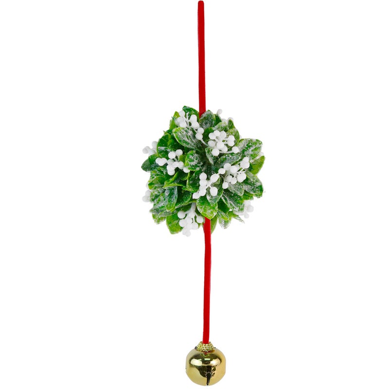 Ornativity Mistletoe Ball Christmas Ornament - Holiday Kissing Mistletoe Bell Hanging Kiss Decoration for Doorway Arch Ceiling Xmas Decor 10" - Image 2